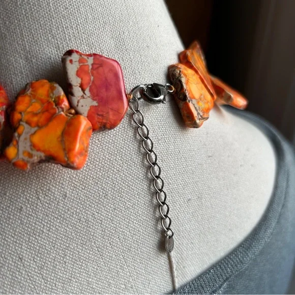 Orange Jasper & Sterling Necklace - Picture 6 of 7